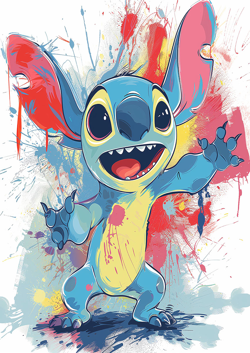 Stitch Splatter Art Canvas Print & Poster Wall Art - AI PRINT LAB